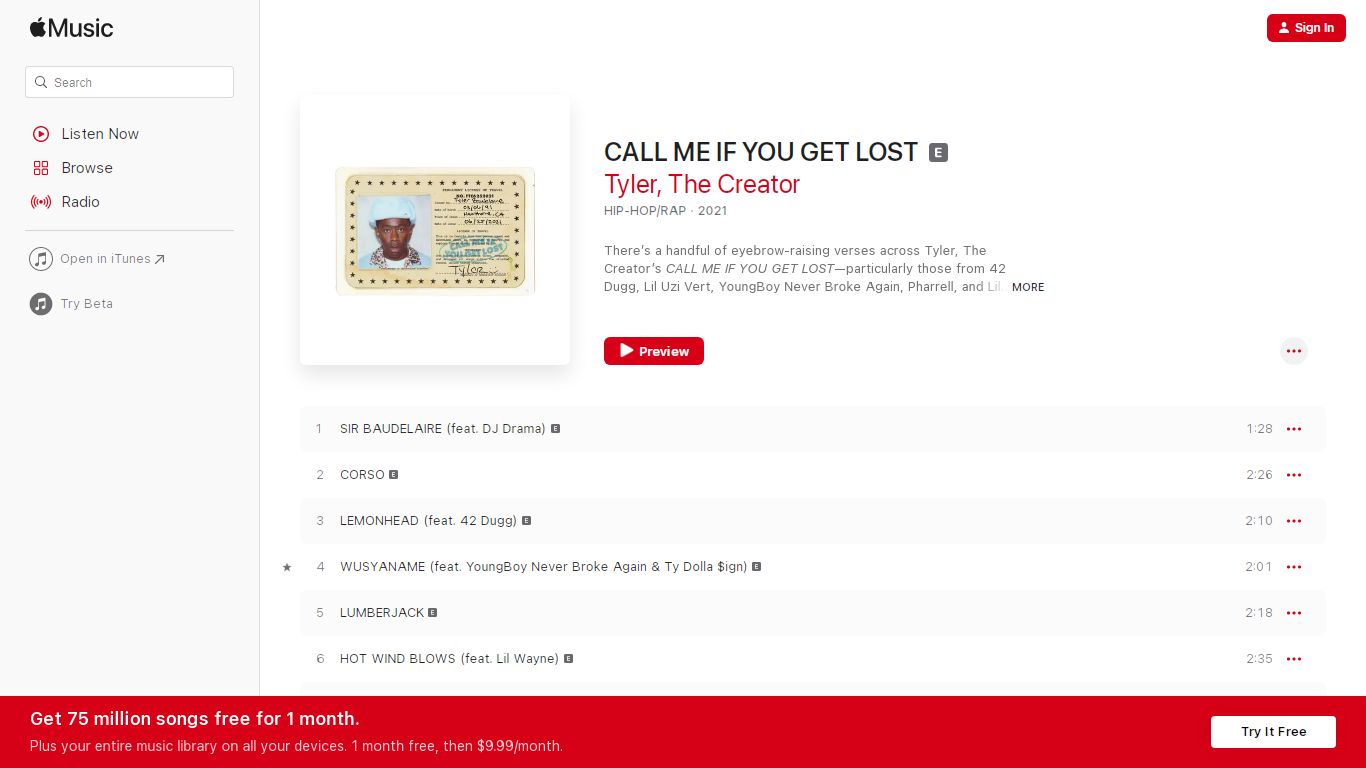 CALL ME IF YOU GET LOST - Apple Music