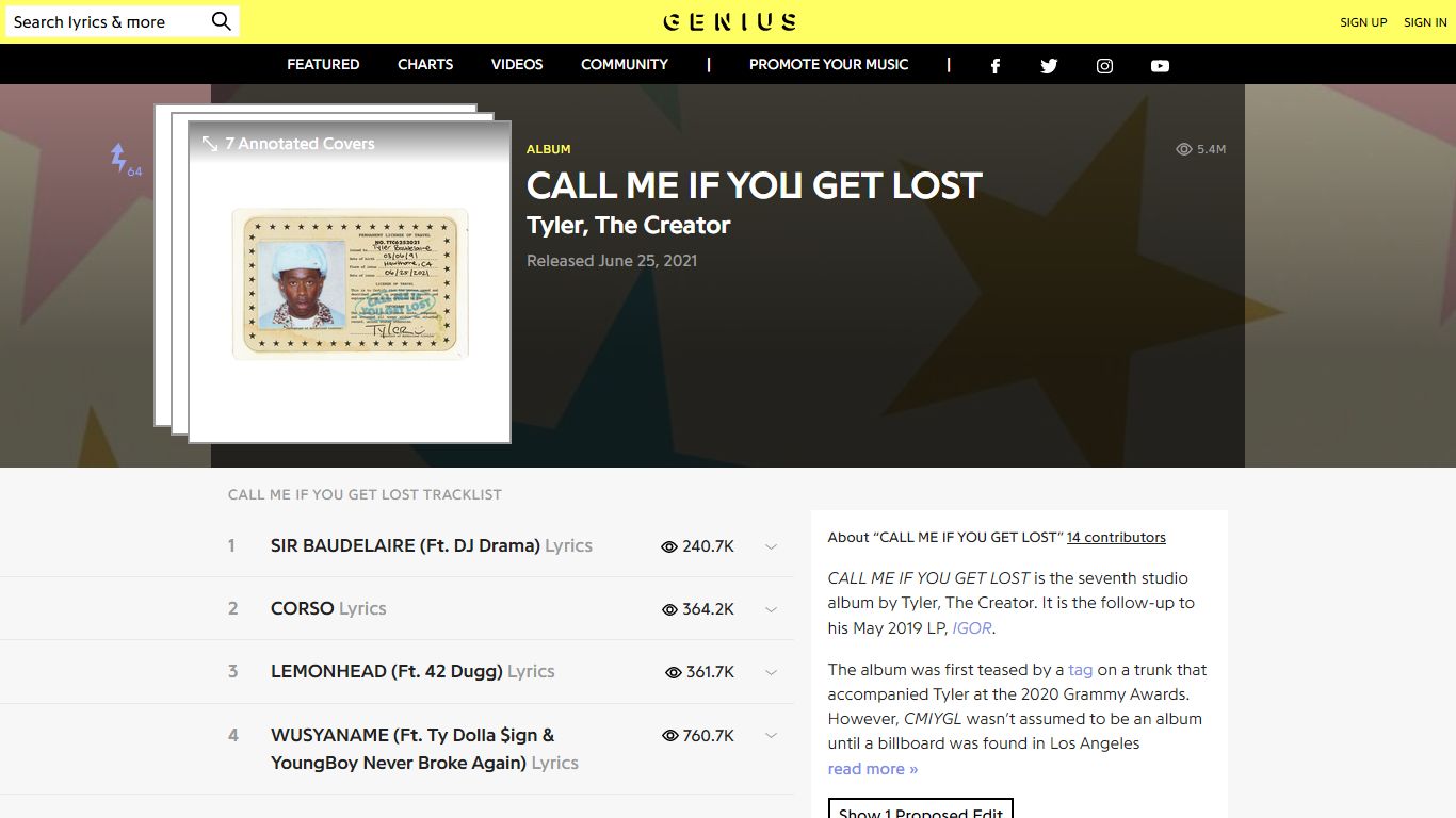 CALL ME IF YOU GET LOST Lyrics and Tracklist - Genius